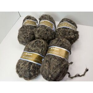 Patons Divine Yarn Deep Earth Brown Bulky acrylic Wool Mohair Blend Lot Of 5